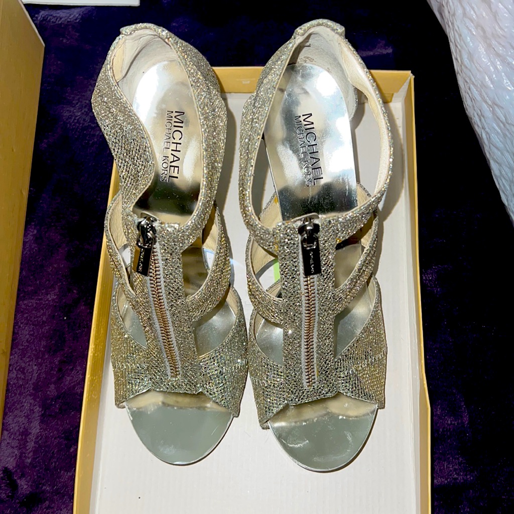 Michael M K Silver Glittery Heel